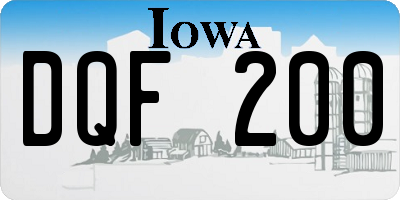 IA license plate DQF200