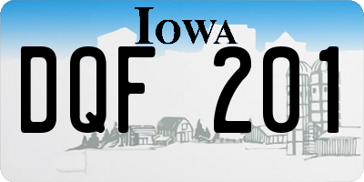 IA license plate DQF201