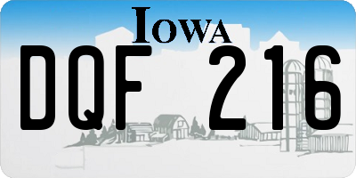 IA license plate DQF216
