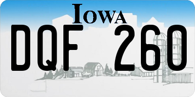 IA license plate DQF260
