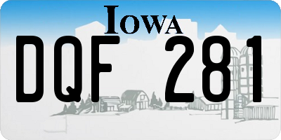 IA license plate DQF281