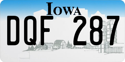 IA license plate DQF287