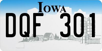 IA license plate DQF301