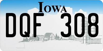 IA license plate DQF308
