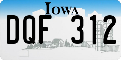 IA license plate DQF312