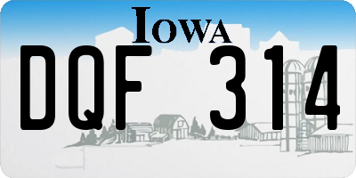 IA license plate DQF314