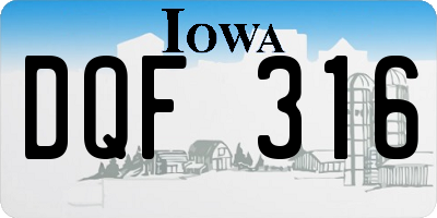 IA license plate DQF316