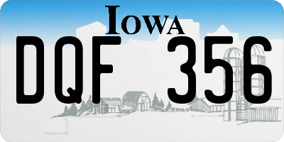 IA license plate DQF356