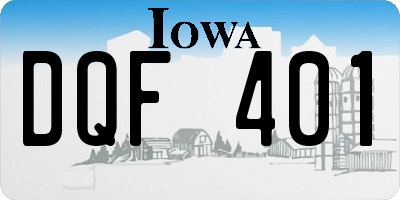 IA license plate DQF401