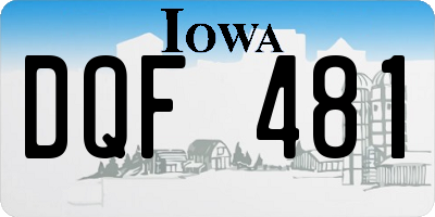 IA license plate DQF481