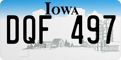 IA license plate DQF497