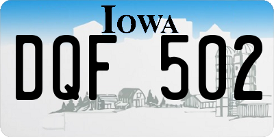 IA license plate DQF502