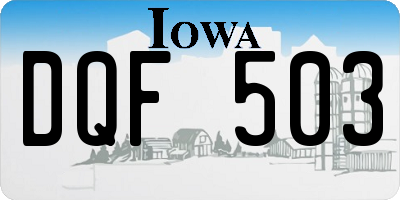 IA license plate DQF503
