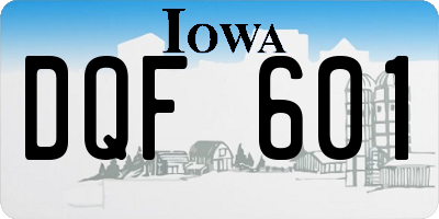 IA license plate DQF601