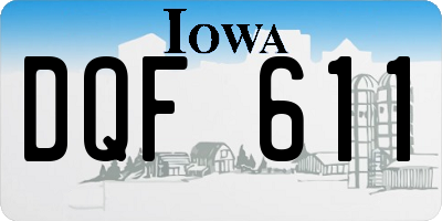 IA license plate DQF611