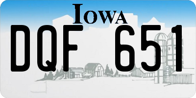 IA license plate DQF651