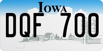 IA license plate DQF700