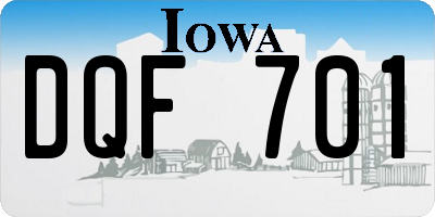 IA license plate DQF701