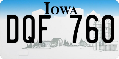 IA license plate DQF760