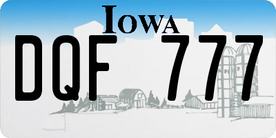 IA license plate DQF777
