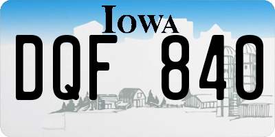 IA license plate DQF840