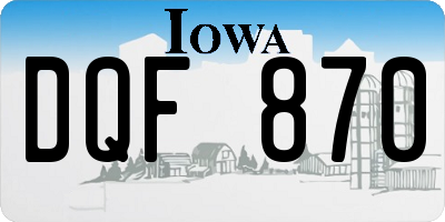 IA license plate DQF870