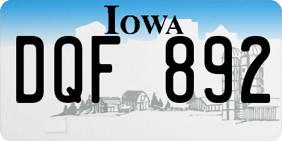 IA license plate DQF892