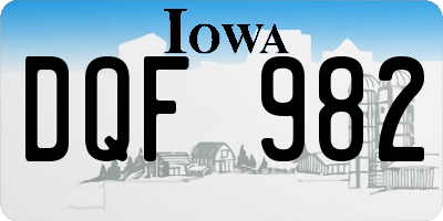 IA license plate DQF982