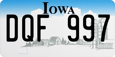 IA license plate DQF997