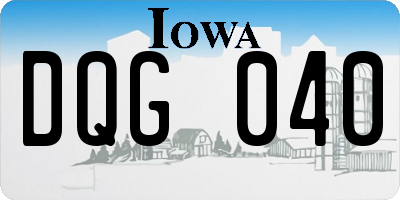IA license plate DQG040
