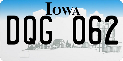 IA license plate DQG062
