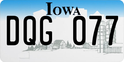 IA license plate DQG077