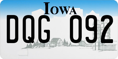 IA license plate DQG092