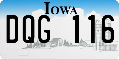 IA license plate DQG116