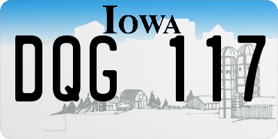 IA license plate DQG117