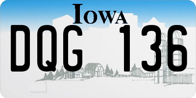 IA license plate DQG136