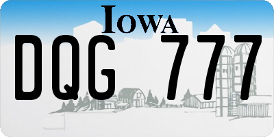 IA license plate DQG777