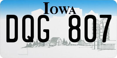 IA license plate DQG807