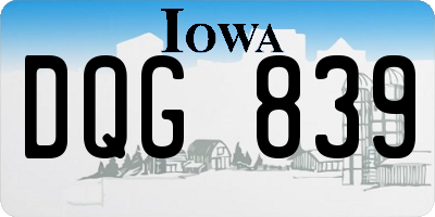 IA license plate DQG839
