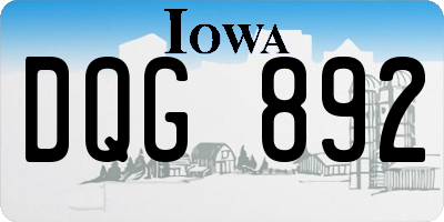 IA license plate DQG892