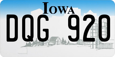 IA license plate DQG920