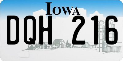 IA license plate DQH216