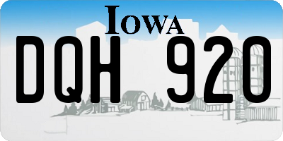 IA license plate DQH920