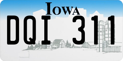 IA license plate DQI311