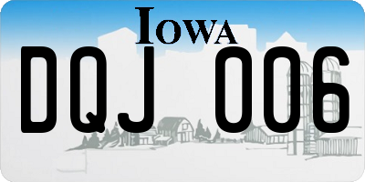 IA license plate DQJ006