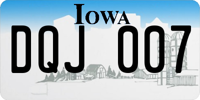 IA license plate DQJ007