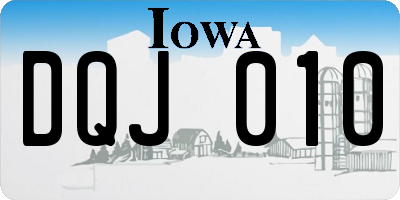 IA license plate DQJ010