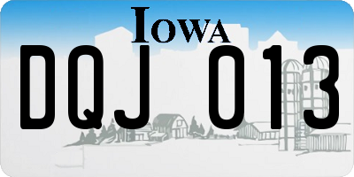 IA license plate DQJ013