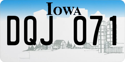 IA license plate DQJ071