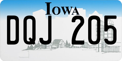 IA license plate DQJ205